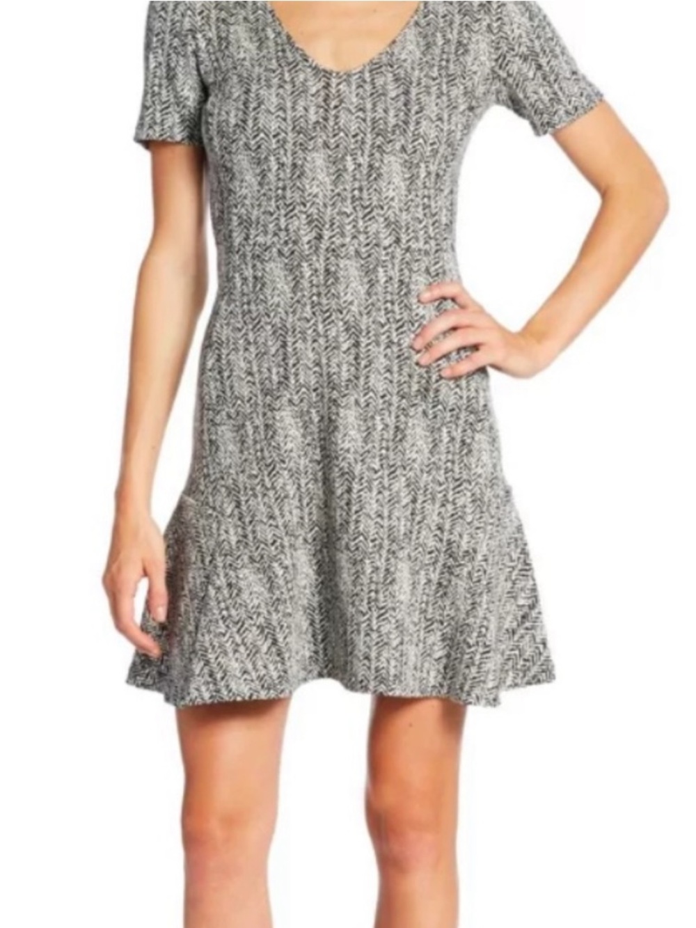 THEORY Mini Dress Nikay Parcel Black/White Herringbone Tweed